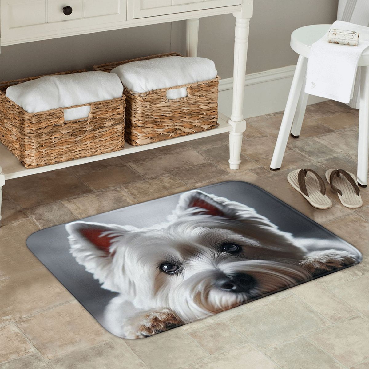 Highland Home Textiles - Karpet Cetak 3D Anjing West Highland