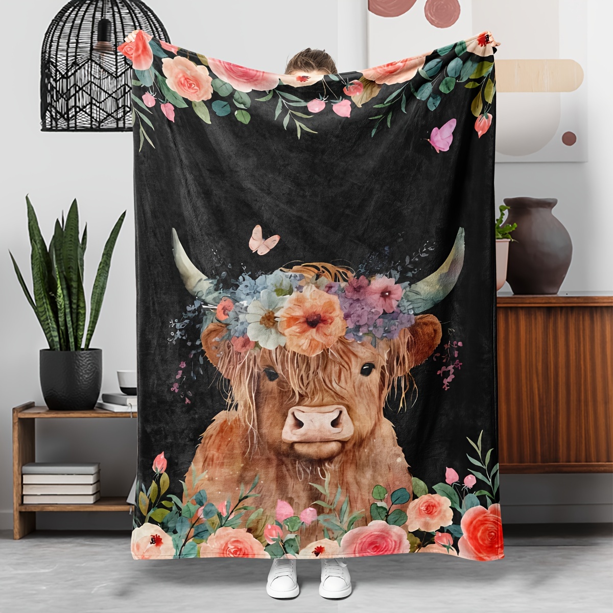 Highland Home Textiles - Selimut Flanel: Sapi Dataran Tinggi yang