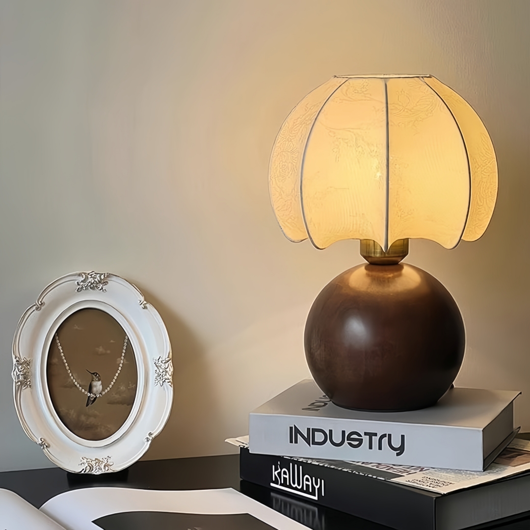 Home Of Textiles - Lampu meja bermotif bunga vintage, lampu
