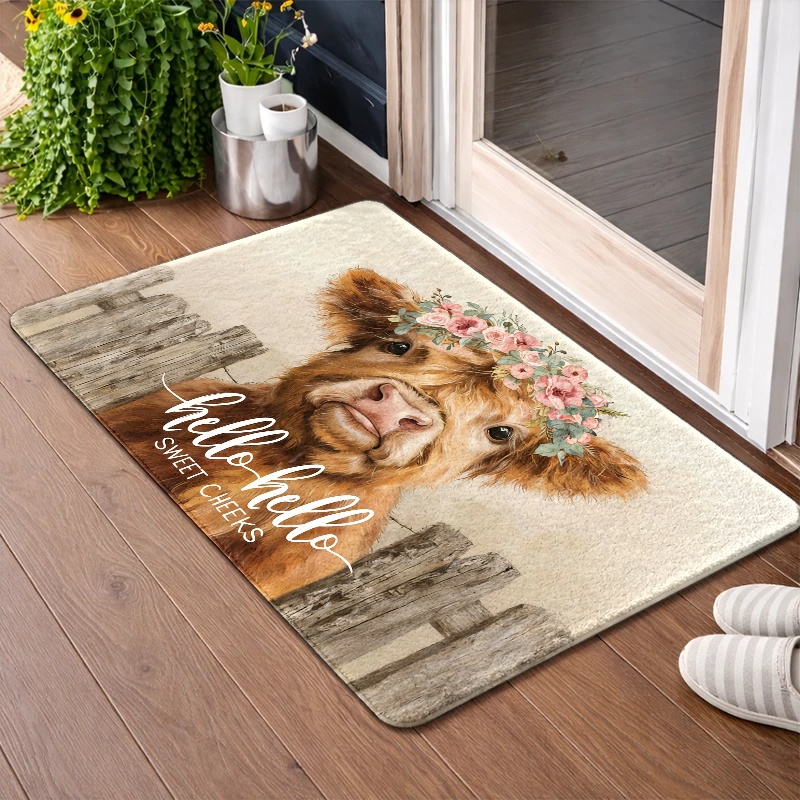 Karpet Lantai Highland Cow Flo - Highland Home Textiles ulasan dan harga