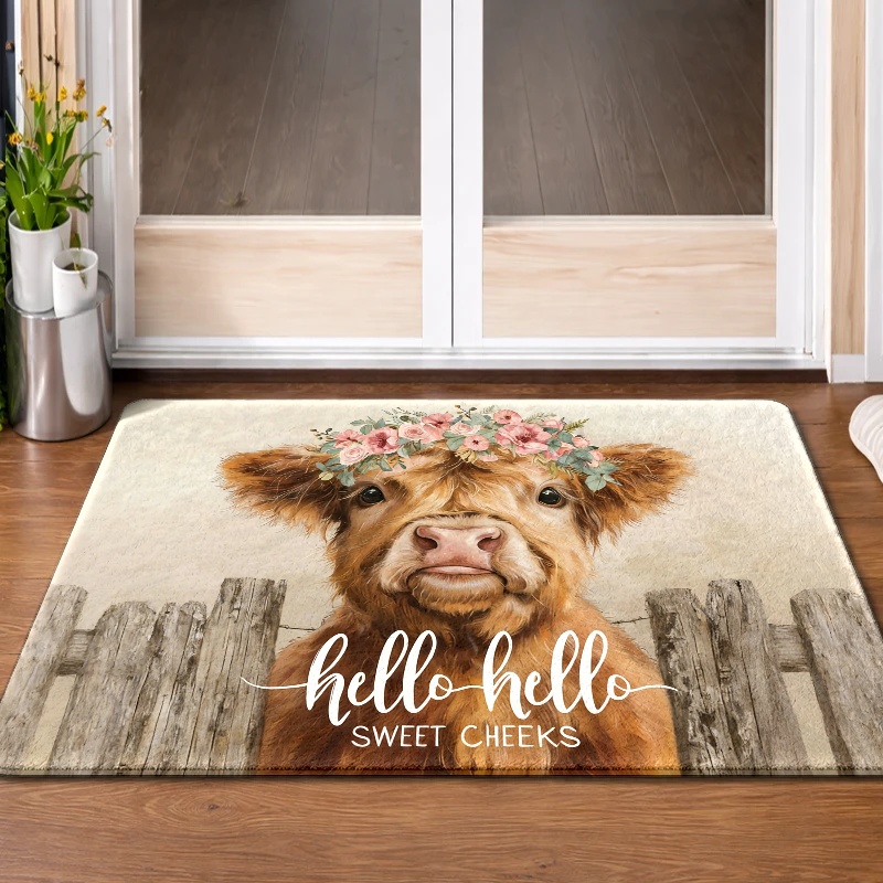 Karpet Lantai Highland Cow Flo - Highland Home Textiles ulasan dan harga